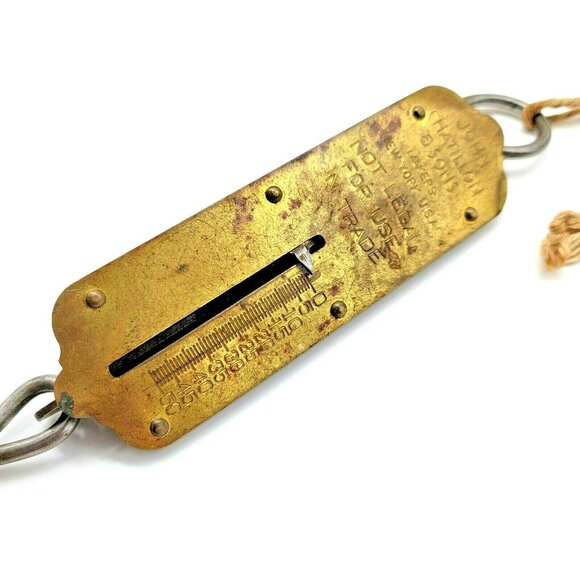 Vintage Spring Scale 50 Pound Hanging Brass John Chatillon & Sons  DE9 - Picture 2 of 3